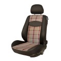 TAILORED SEAT COVERS CHECKERED TARTAN FABRIC PU LEATHER ON SIDE